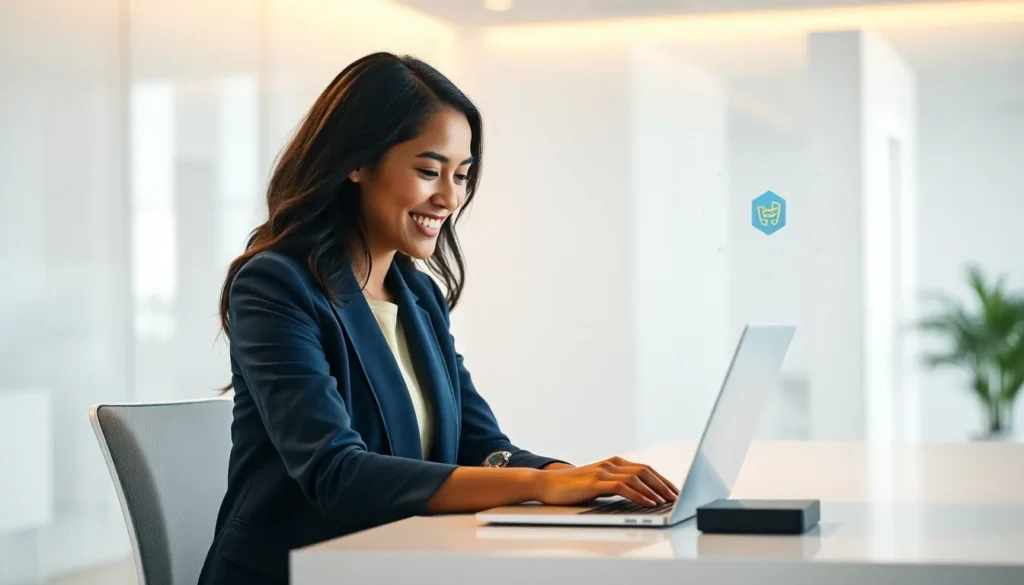 Ilustração de um carrinho de compras digital sendo recuperado por inteligência artificial em uma loja virtual, representando a estratégia de recuperação de vendas.