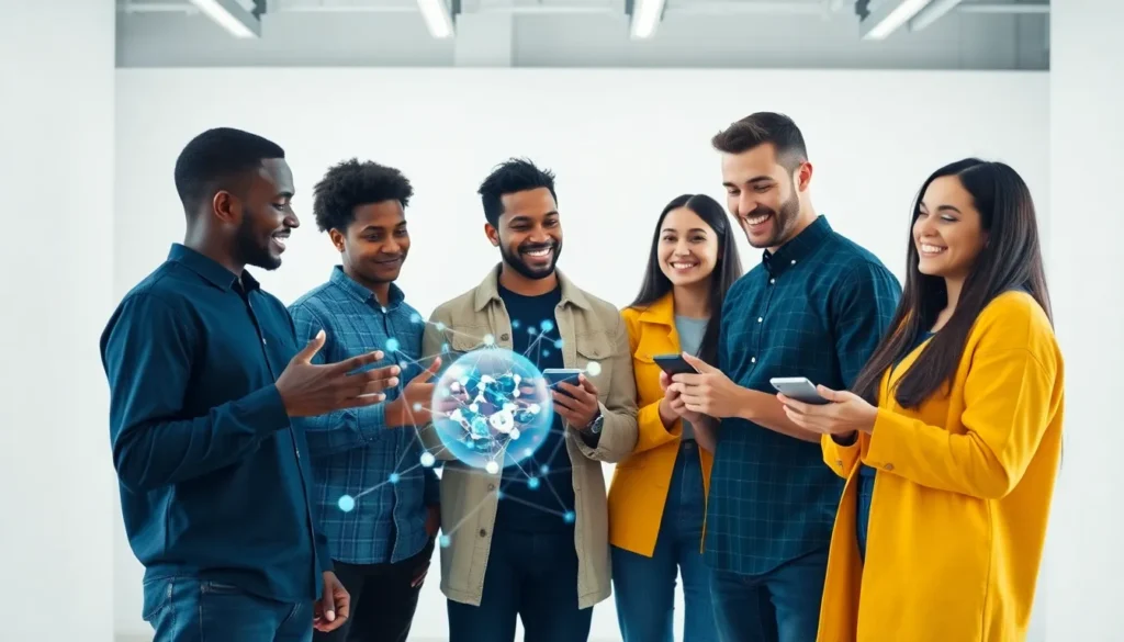 Ilustração futurista representando a fusão entre chatbots de inteligência artificial e motores de busca na Era AIO.