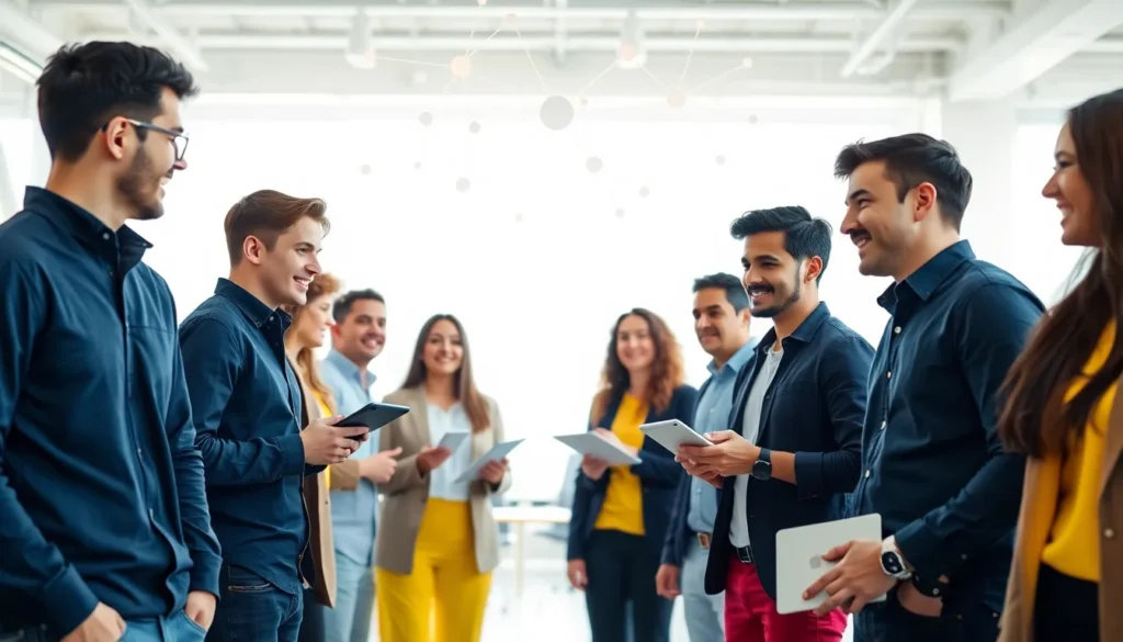 Ilustração futurista representando a evolução do SEO para SaaS, conectando inteligência artificial e estratégias de busca semântica.