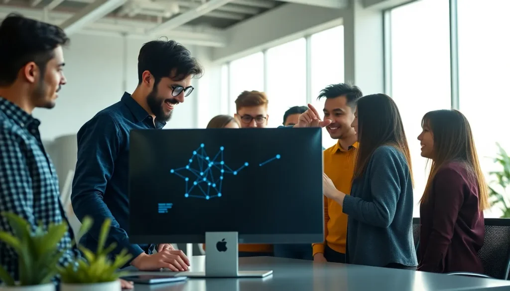 Ilustração digital representando pSEO e identificação de padrões de busca conectando dados para dominar nichos na SERP.